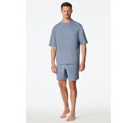 Shorty SCHIESSER "Modern Nightwear", Herren, Gr. 54, 808, blau, Single Jersey, Obermaterial: 73% Baumwolle, 27% Polyester, bequem kurz, Rundhals, Homewear-Sets Shorty, mit Rundhalsausschnitt und kurze