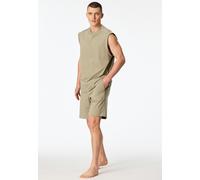 Shorty SCHIESSER "Modern Nightwear", Herren, Gr. 58, 713, grün, Single Jersey, Obermaterial: 73% Baumwolle, 27% Polyester, bequem kurz, Rundhals, Homewear-Sets Shorty, mit Rundhalsausschnitt und ärmel
