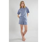 Shorty TOM TAILOR "Charlotte", Damen, Gr. 36 (S), blau, Single Jersey, Obermaterial: 100% Baumwolle, bequem kurz, Rundhals, Homewear-Sets Shorty, gepunktet, Kurzarm, Rundhalsausschnitt, kurze Hose, fe