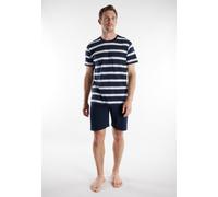 Shorty TOM TAILOR, Damen, Gr. 52, blau, mittel, ringel, Single Jersey, Obermaterial: 100% Baumwolle, Homewear-Sets Shorty (67804731-52) blau, mittel, ringel