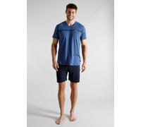 Shorty TOM TAILOR, Herren, Gr. 56, blau (blau, mittel, uni), Single Jersey, Obermaterial: 100% Baumwolle, Homewear-Sets Shorty, aus Baumwolle, Single Jersey, als Sleepwear (10478327-56) blau, mittel,