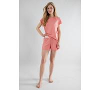 Shorty TOM TAILOR "Kenmare", Damen, Gr. 36 (S), rot, Jersey, Obermaterial: 60% Baumwolle, 40% Polyester, bequem kurz, Rundhals, Homewear-Sets Shorty, mit Print, Kurzarm, Rundhalsausschnitt, kurze Hose