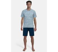 Shorty TOM TAILOR "Kilkenny", Herren, Gr. 56 (XXL), blau, Jersey, Obermaterial: 80% Baumwolle, 20% Polyester, bequem kurz, Rundhals, Homewear-Sets Shorty, Mit Muster, Kurzarm, Rundhalsausschnitt, kurz