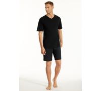 UNCOVER by SCHIESSER Herren Schlafanzug 2-tlg. Set - Shorty, kurz, V-Ausschnitt, Baumwolle, uni/gemustert Schwarz XL