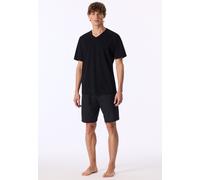 Shorty UNCOVER BY SCHIESSER "Uncover Nightwear", Herren, Gr. 54, schwarz (000, schwarz), Single Jersey, Obermaterial: 100% Baumwolle, bequem kurz, V-Ausschnitt, Homewear-Sets Shorty, V-Ausschnitt, Kur