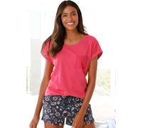 Shorty VIVANCE DREAMS, Damen, Gr. 32/34, bunt (mauve, dunkelblau, geblümt), Single Jersey, Obermaterial: 100% Baumwolle, geblümt, gemustert, unifarben, Basic, bequem kurz, Rundhals, angeschnitten, Hom
