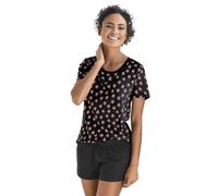 Shorty VIVANCE DREAMS, Damen, Gr. 36/38, schwarz (schwarz, gemustert), Obermaterial: 100% Baumwolle, Basic, bequem, Rundhals, eingesetzt, Homewear-Sets Shorty, mit Sternchen-Druck (92837341-36) schwar
