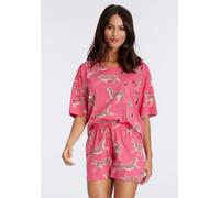 Shorty VIVANCE DREAMS, Damen, Gr. 56/58, pink (pink, gemustert), Single Jersey, Obermaterial: 60% Baumwolle, 40% Polyester, loose fit kurz, Rundhals, angeschnitten, Homewear-Sets, mt Animal Alloverpri