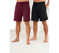 Shorty WÄSCHEPUR, Herren, Gr. 48/50, rot (bordeaux, schwarz), 100% Baumwolle, Meliert:55% Baumwolle, 45% Polyester, Homewear-Sets Shorty (59382169-48) bordeaux, schwarz