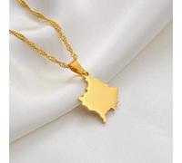 SHOUJIQQ Karte Von Kosovo Anhänger Halsketten - Frauen Männer Charme Hip Hop Schlüsselbeinkette Schmuck, Ethnische Karten Country Flag Halskette Für Pullover Dünne Kette Party Schickes Geschenk,Gelb,