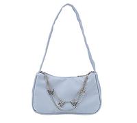 Shoulder Bag Clutch Bag Fashion Women Pure Color Butterfly Chain Design Underarm Bag Small Hobos Handbag Y2k Bag Pu Nylon Shoulder Bags Purses Under the Arms Armpit Bag