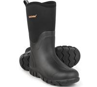 Showave Klassische Gummistiefel für Herren, wasserdicht, Regenstiefel, isoliert, Neoprenstiefel, Schlammstiefel für Landwirtschaft, Jagd, Gartenarbeit, Hof, Arbeit, Schwarz, 46 EU