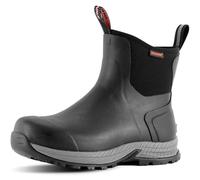 Showave Regenstiefel für Herren, wasserdicht, für Ausflüge, Gummistiefel, isoliert, Schlamm, Booties für Trekking, Gartenarbeit, Landwirtschaft, Camping, Angeln und Arbeit, Schwarz, 44.5 EU
