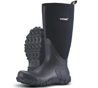 Showave Regenstiefel für Herren, wasserdicht, isoliert, Neopren, strapazierfähig, für Landwirtschaft, Regen, Angeln, Gartenarbeit, Hof, Arbeit, Schwarz, 44.5 EU