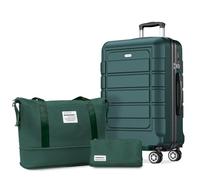 SHOWKOO Koffer Mittelgroß Hartschale Leicht ABS+PC Erweiterbar Reisekoffer Kabinen Haltbar Handgepäck Sets 4 Rollen TSA-Schloss mit 1 Reisetasche und 1 Kulturtasche, L -Armeegrün