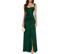 shownicer Abendkleid Damen Lang Elegant Abendkleider Satin Neckholder Kleid Hochzeitsgast Mit Schlitz Ballkleider Brautjungfernkleid A Grün2 46