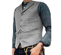 shownicer Anzugweste für Herren Weste Slim Fit V-Ausschnitt Ärmellose Elegant Hochzeit Weste Klassische Einfarbig Casual Businessweste Formelle Anzugwesten für Trauzeugen D Silber L