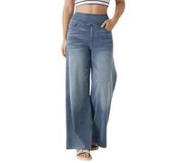 shownicer Baggy Jeans Damen Pull On Wide Leg Jean Mit Gummibund High Waist Jeanshosen Stretch Straight Jeanshosen Casual Lose Damenhose Freizeithose Wide Leg Denim Pants A Hellblau XL
