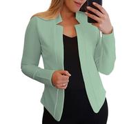 shownicer Damen Elegant Langarm Blazer Sakko Blazerjacke Einfarbig Slim Fit Revers Geschäft Büro Jacke Kurz Mantel Anzüge Bolero Mit Knopfleiste C Hellgrün M