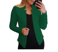 shownicer Damen Elegant Langarm Blazer Sakko Blazerjacke Einfarbig Slim Fit Revers Geschäft Büro Jacke Kurz Mantel Anzüge Bolero Mit Knopfleiste C Grün S