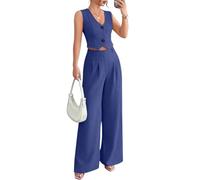 shownicer Damen Hosenanzug Elegant Business Anzug Ärmellos 2-teilig Set Zweiteiler Slim Fit Weste + Hosen Mode Formal Festlicher 2 Teiler