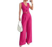 shownicer Damen Hosenanzug Elegant Business Anzug Ärmellos 2-teilig Set Zweiteiler Slim Fit Weste + Hosen Mode Formal Festlicher 2 Teiler
