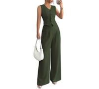 shownicer Damen Hosenanzug Elegant Business Anzug Ärmellos 2-teilig Set Zweiteiler Slim Fit Weste + Hosen Mode Formal Festlicher 2 Teiler