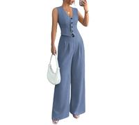 shownicer Damen Hosenanzug Elegant Business Anzug Ärmellos 2-teilig Set Zweiteiler Slim Fit Weste + Hosen Mode Formal Festlicher 2 Teiler