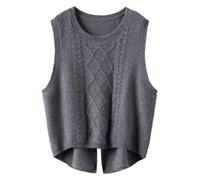 shownicer Damen Pullunder Basic Strickpullunder V-Ausschnitt Loose Fit Ärmellose Strickweste Strick Tank Top A Dunkelgrau XL