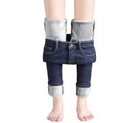 shownicer Damen Winter Jeans Fleece Gefütterte Denim Leggings Gefüttert Thermojeans Straight Hose Große Größen Dicke Warm Plüsch Jeggings