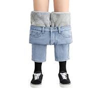 shownicer Damen Winter Jeans Fleece Gefütterte Denim Leggings Gefüttert Thermojeans Straight Hose Große Größen Dicke Warm Plüsch Jeggings