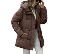 shownicer Damen Wintermantel Lang Steppmantel Winter Daunenmantel Mit Kapuze Warm Wintermantel Softshellmantel A Kaffee S
