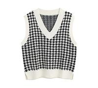 shownicer Dünne Mädchen Elegante Strickjacke Pullover 2020 Mode Damen Weiche Vintage Crop Pullover Mantel Casual Weibliche Street Wear Plaid Kleidung B Weiß XS