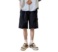 shownicer Herren Baggy Jeanshorts Hip Hop Denim Shorts Straßentanz Kurze Hosen Teenager Jungen Skateboard Hose Cargoshorts Sommer Bermuda Jeans Shorts A Schwarz 3XL