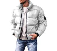 shownicer Herren Kurze Daunenjacken Warm Winterjacke Parka Jacke Steppjacke Wintermantel Casual Verdicken Warme Daunenmantel Outdoorjacke mit Reißverschluss A Beige M