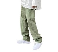 shownicer Herren Patchwork Jeans Casual Relaxed Fit Jeanshose Denim Hosen Baggy Hip Hop Jeans Hose mit Weitem Bein Straight Leg Vintage Color Block Streetwear K Grün XL