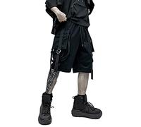 shownicer Herren Shorts Kurze Hosen Sommer Baggy Hip Hop Cargo Shorts Bermudas Chino Jogger Hose Casual Männer Streetwear Multi Tasche H Schwarz L