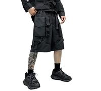 shownicer Herren Techwear Shorts Kurze Hosen Sommer Baggy Hip Hop Cargo Shorts Bermudas Chino Jogger Hose Casual Männer Streetwear Multi Tasche X01 Schwarz XL