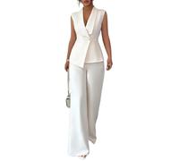 shownicer Hosenanzug Damen Elegant Business Zweiteiler Anzug Ärmellos 2-teilig Set Zweiteiler Slim Fit Weste + Hosen Mode Formal Festlicher 2 Teiler