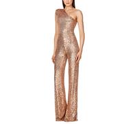 shownicer Jumpsuit Damen Pailletten Jumpsuit Eine Schulter Elegant Overall Sommer Ärmellos Einteiler Lang Overall Hosenanzug Hohe Taille Romper A Gold S