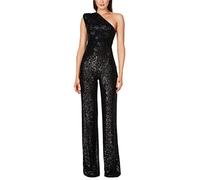 shownicer Jumpsuit Damen Pailletten Jumpsuit Eine Schulter Elegant Overall Sommer Ärmellos Einteiler Lang Overall Hosenanzug Hohe Taille Romper A Schwarz S