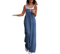 shownicer Latzhose Damen Arbeitshose Sommer Lose Overall Jumpsuit Ärmelloser Latzhosen mit Taschen A Blau XL