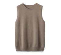 shownicer Pullunder Damen Ärmellos Strickweste Einfarbig Rundhal Strickpullover A Kaffee XXL