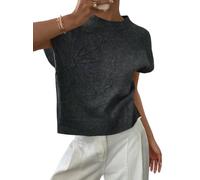 shownicer Pullunder Damen Blumen Strickweste Casual Rundhal Strickpullunder Ärmellos Pullover A Dunkelgrau M