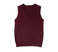 shownicer Pullunder Damen V-Ausschnitt Stricken Weste Einfarbig Ärmellos Strickpullover Casual Sweater Herbst Winter A Weinrot XL