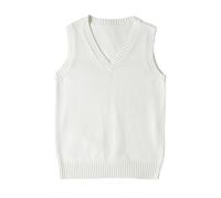 shownicer Pullunder Damen V-Ausschnitt Stricken Weste Einfarbig Ärmellos Strickpullover Casual Sweater Herbst Winter A Beige XL