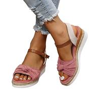 shownicer Sandalen Damen Komfortsandalen Tiefem Fischmund Verschleißfeste rutschfeste Strandreisesandalen mit Offenen Zehen D Rosa 42 EU