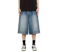 shownicer Shorts Herren Jorts Baggy Jeans Shorts Sommer Bermuda Shorts Vintage Hip Hop Jeanshorts Y2k Denim Shorts Teenager Jungen Streetwear B Blau M