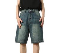 shownicer Shorts Herren Jorts Kurze Baggy Jeans Y2K Baggy Jungs Hip Hop Skater Hose Denim Shorts Jeansshorts Bermuda Jeans Shorts Sommer Kurze Jeanshose A Blau 3XL