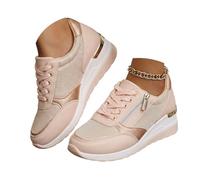 shownicer Sneakers Damen Bequeme Turnschuhe Sportschuhe Leichte Freizeitschuhe Mit Reißverschluss A Rosa 37